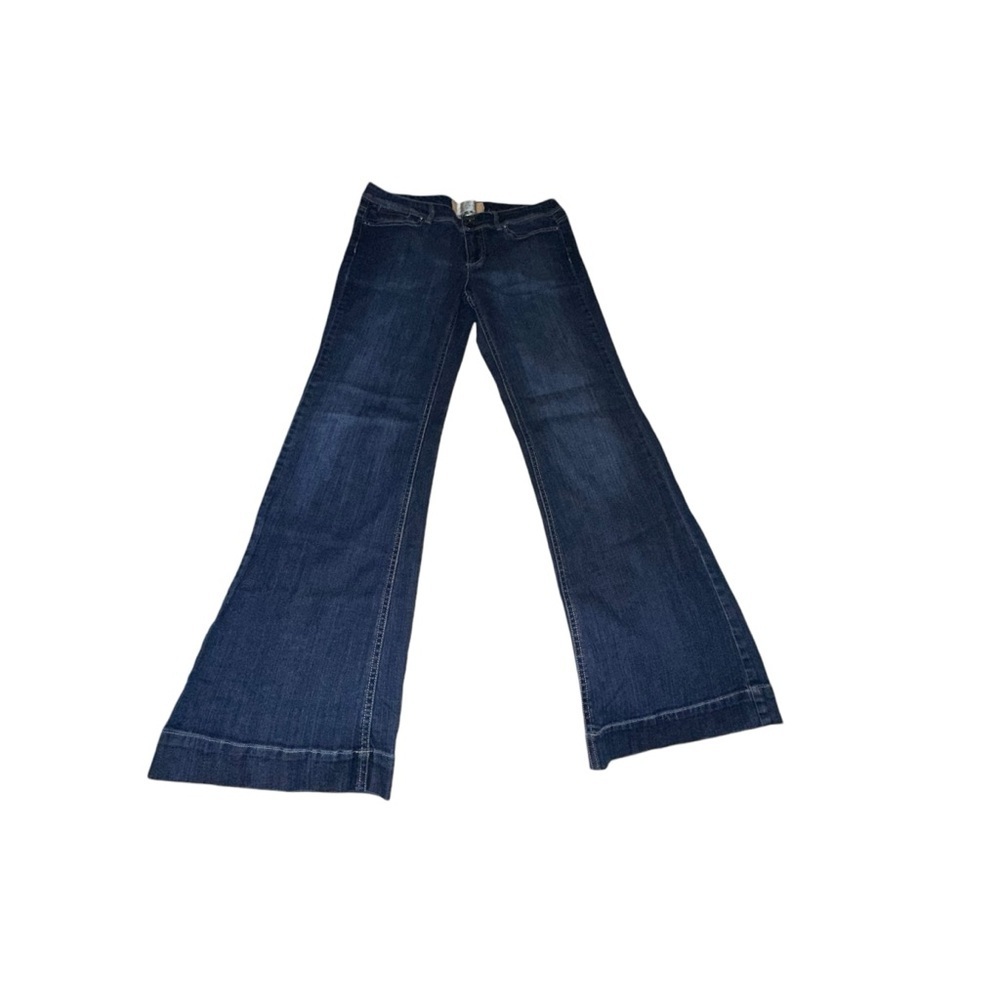 White House Black Market Blanc Dark Blue Denim WideLeg size 8r - Picture 9 of 14